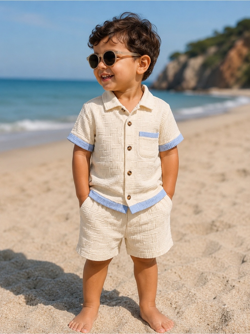 Toddler Boy Matching Set- Beige